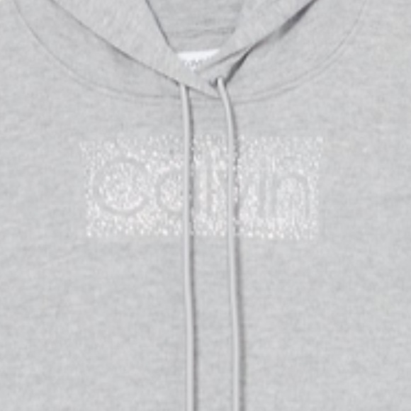 Calvin Klein CK Rhinestone Hooded Sweatshirt Sweat Shirt Dress Size Large NWT - Picture 2 of 8